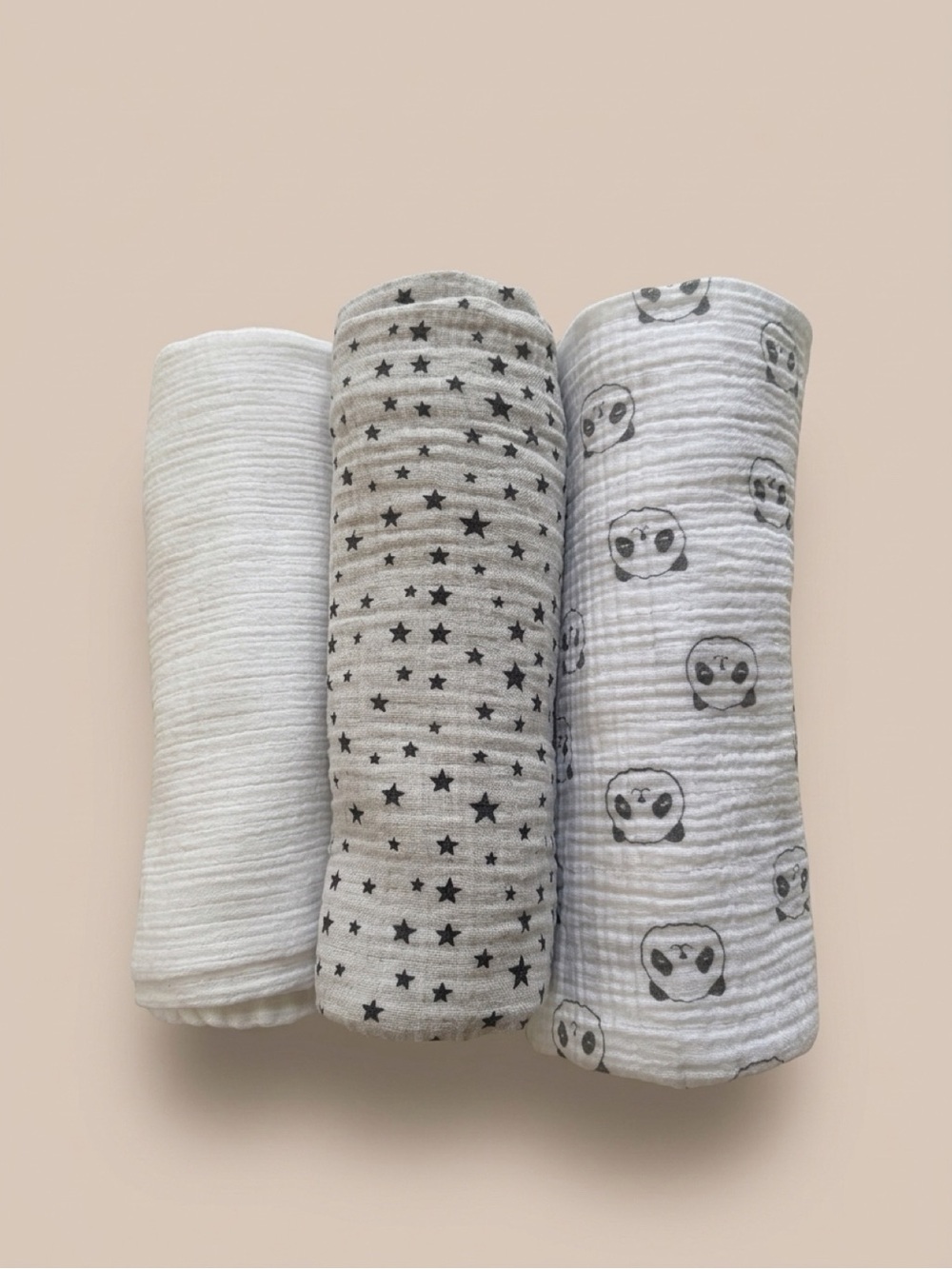 Neutral Gray Kids Bottoms - Soft Muslin Swaddle Set